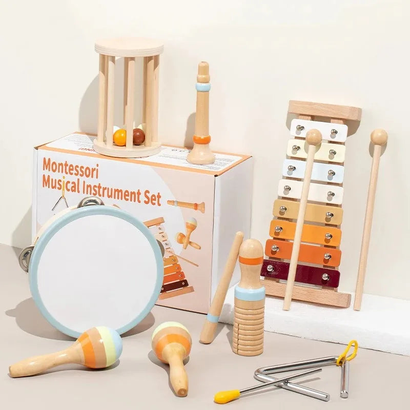 Montessori Wooden Toddler Musical Instrument Set Xylophone Educational Toy Kit