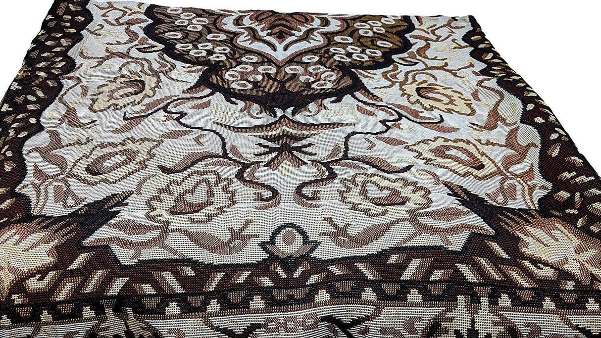 DaDa Bedding Elegant Tapestry Throw Blanket, Golden Persian Style Rug Ornate Floral - 50” x 60” (7175)