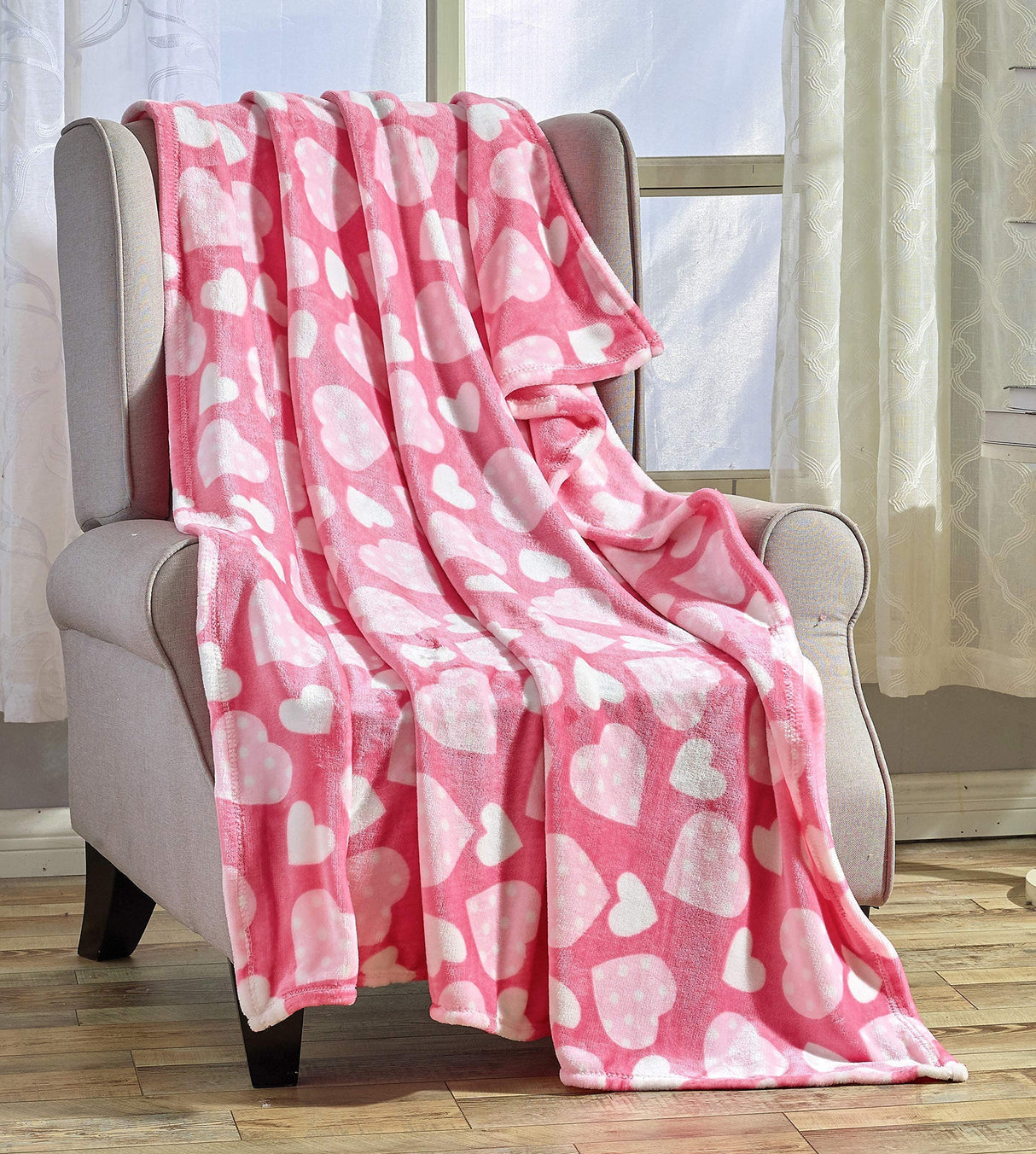 Decor&More Amor Eterno Be Mine Love Collection Valentine's Day Heart Ultra Plush Throw Blanket (50" x 60") -