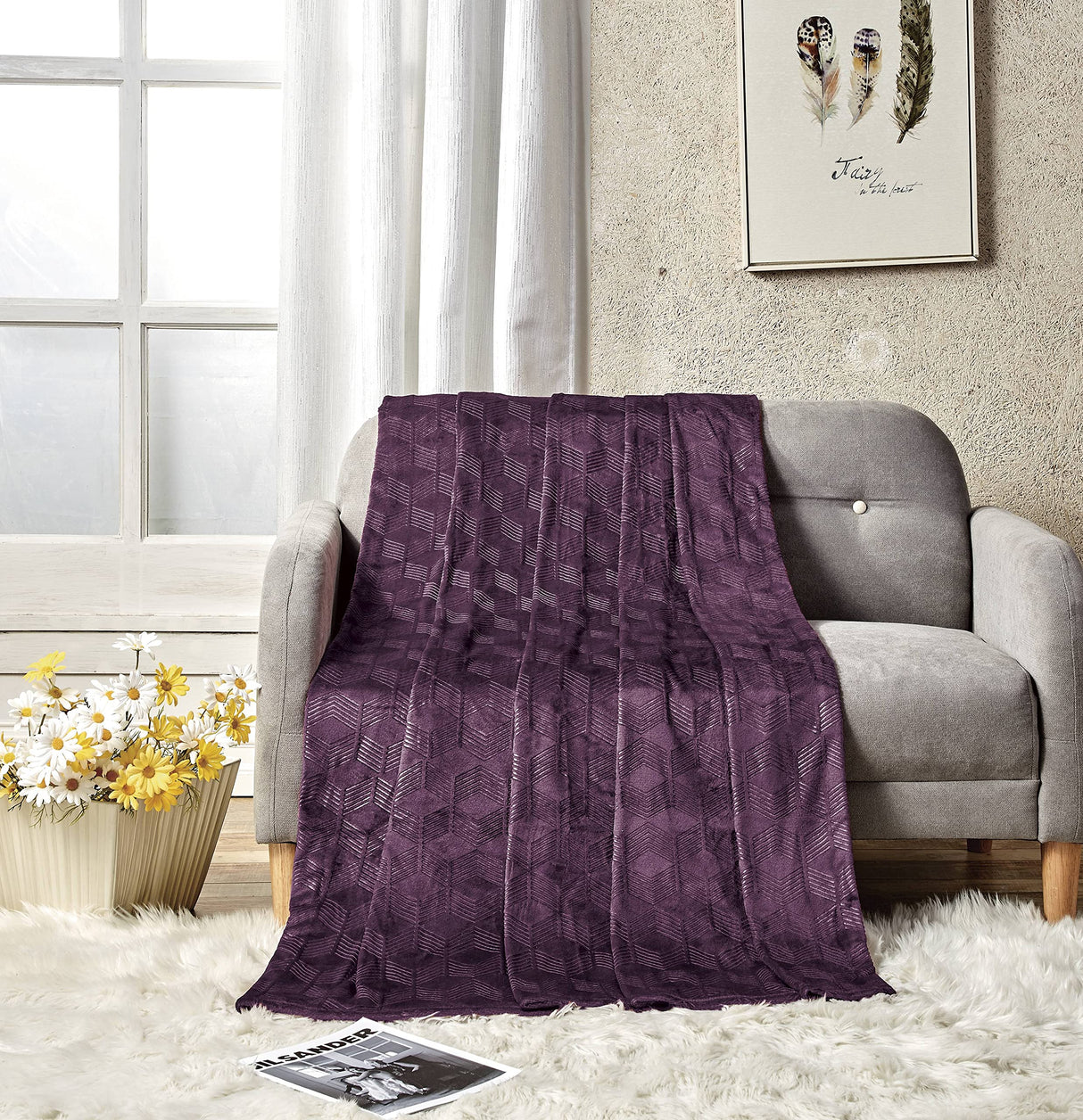 Ultra Plush by Decor&More Amrani Chevron Arrow Jacquard Microplush Blanket