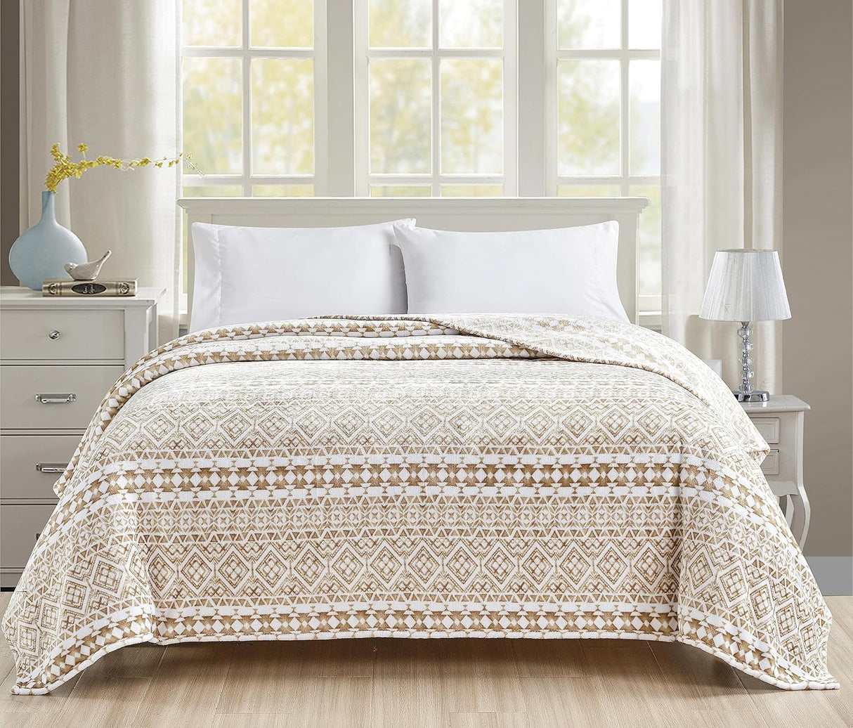 Faith, Hope, Love Home Decor Microplush Blanket Beige Aztec