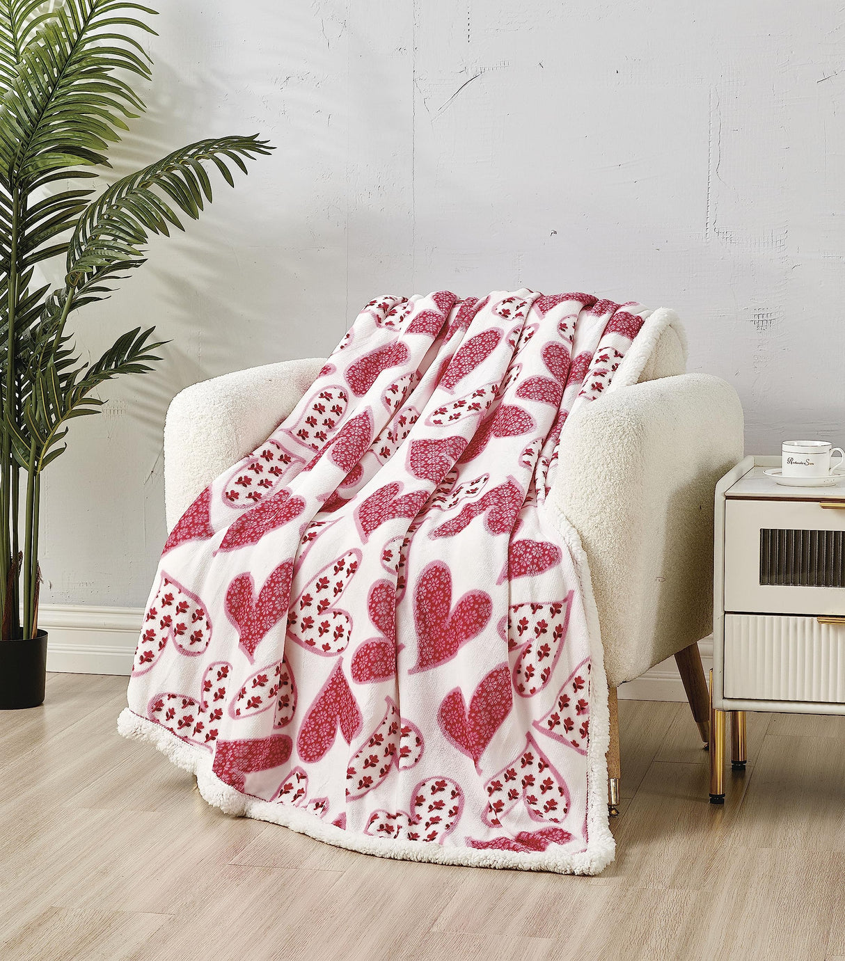 FAITH, HOPE, LOVE HOME DÉCOR Heart Throw Blanket – Ultra Soft Microplush 50"x60" | Cozy Love Theme Gift for Couch, Bed, Travel | Washable | Whimsical Hearts with Sherpa Backing