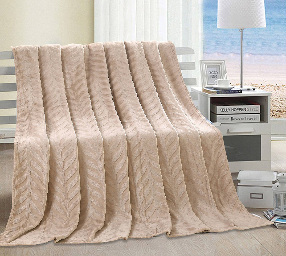 Faith, Hope, Love Home Decor Velvet Touch Microplush Leaf Etched Jacquard Blanket