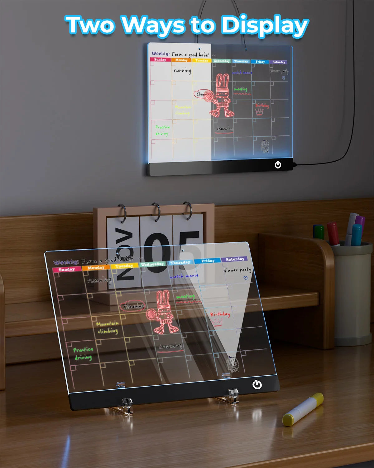 LED Note Board Night Light – 7-Color Acrylic Message & Drawing Board Gift