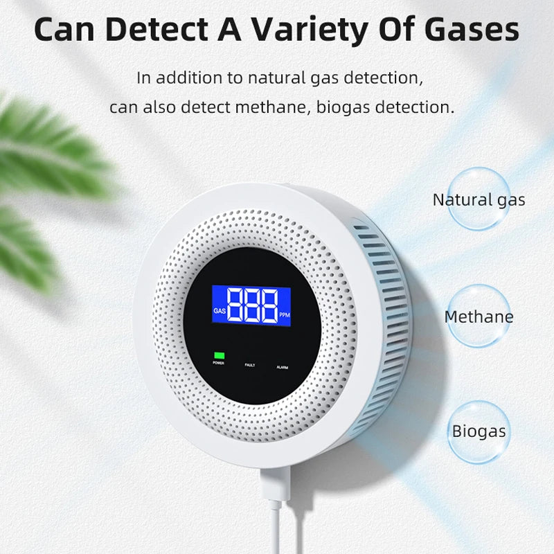Tuya WiFi Gas Leak Detector Wireless Natural Gas Alarm 433MHz Smart Home Kitchen