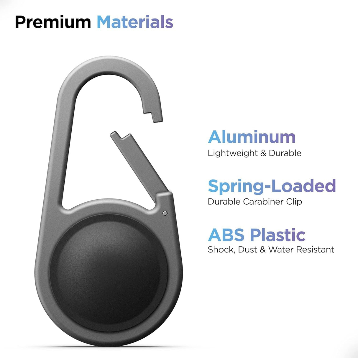 Carabiner AirTag Holder with Keychain - Ultra Durable Shockproof/Waterproof Case with Spring-Loaded Clip (Designed for Apple AirTag) (Aluminum)