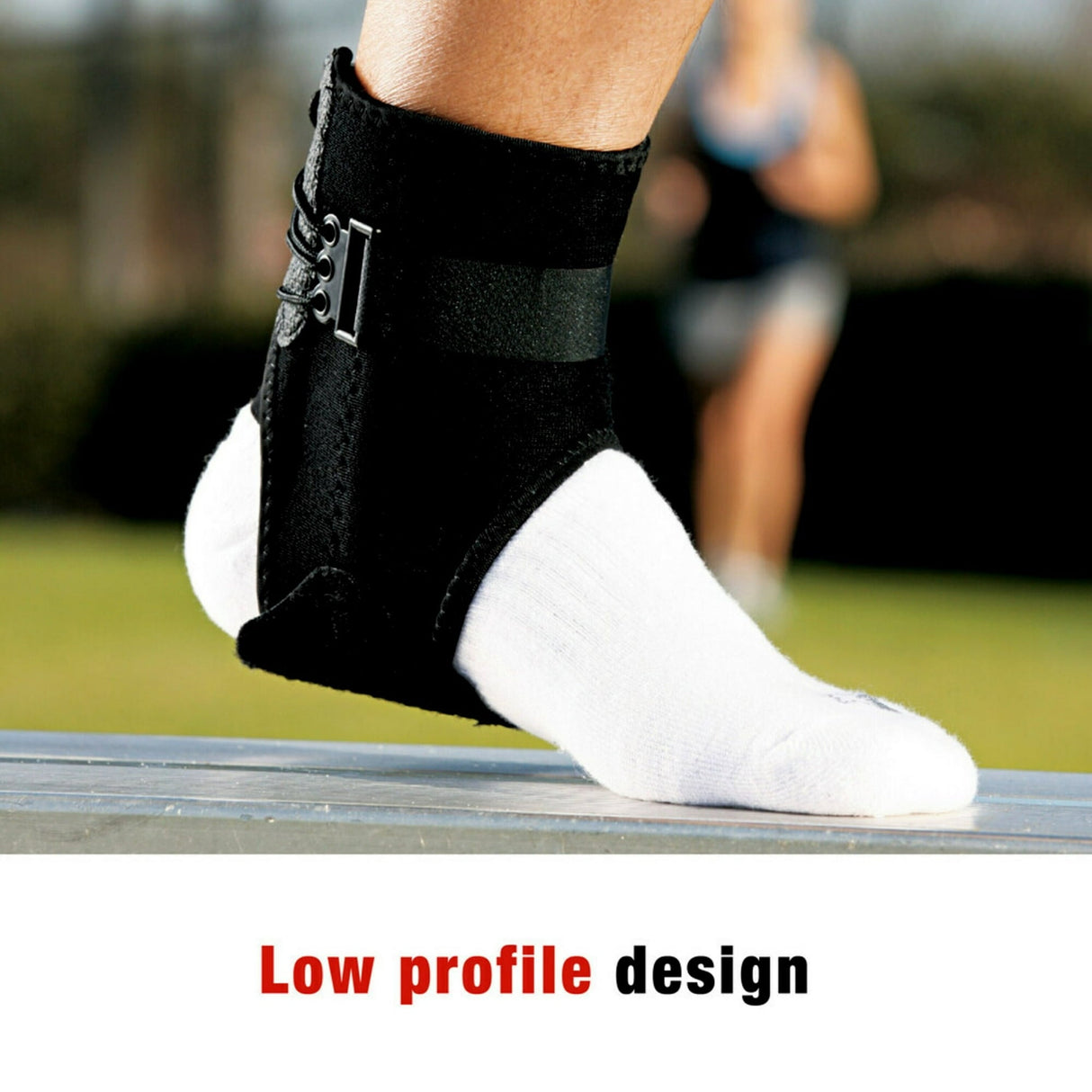 ACE Brand Ankle Support with Side Stabilizers, Adjustable, Black, 1 Brace