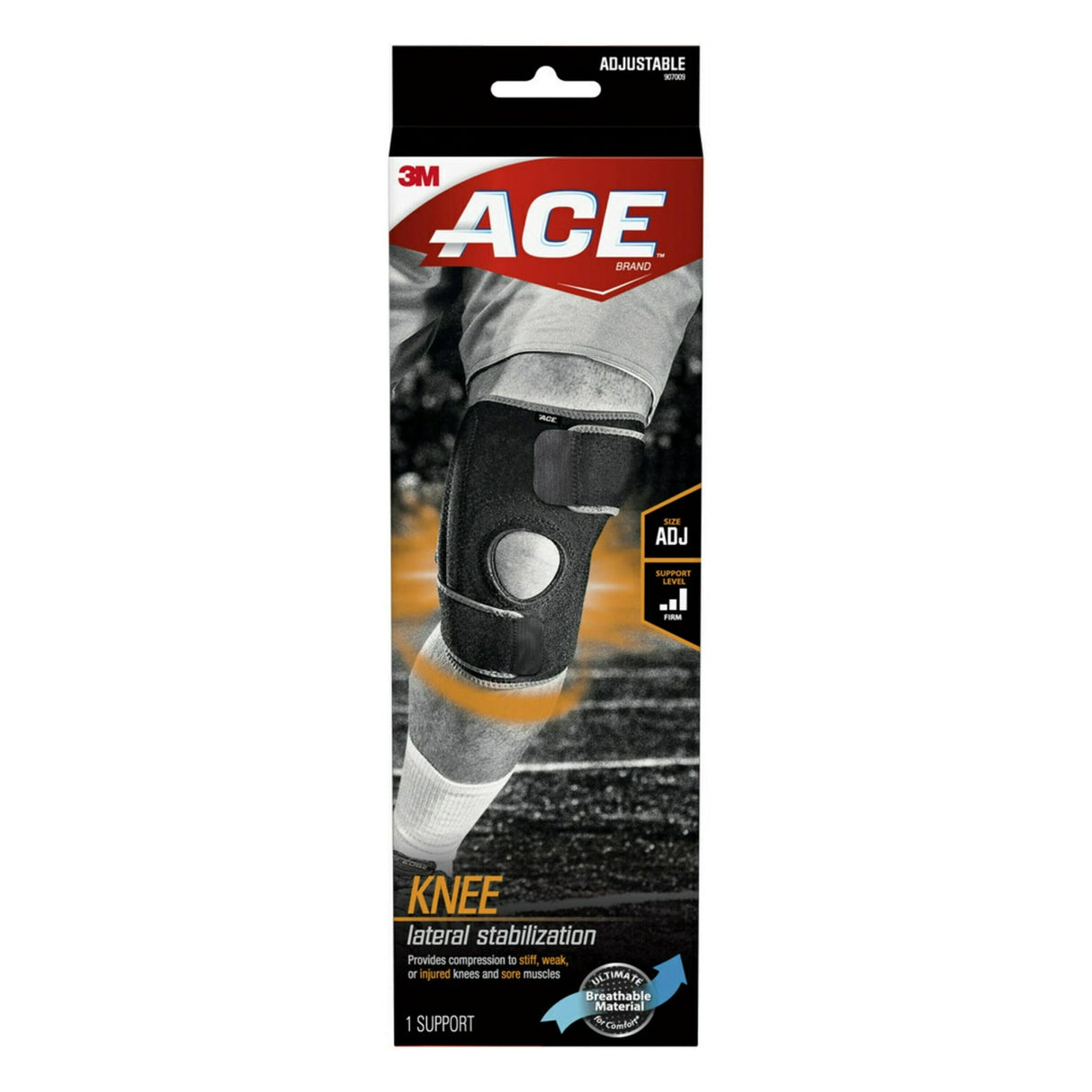ACE-Brand-Knee-Support-with-Side-Stabilizers,-Adjustable,-Black/Gray,-1-Support-Health-&-Household
