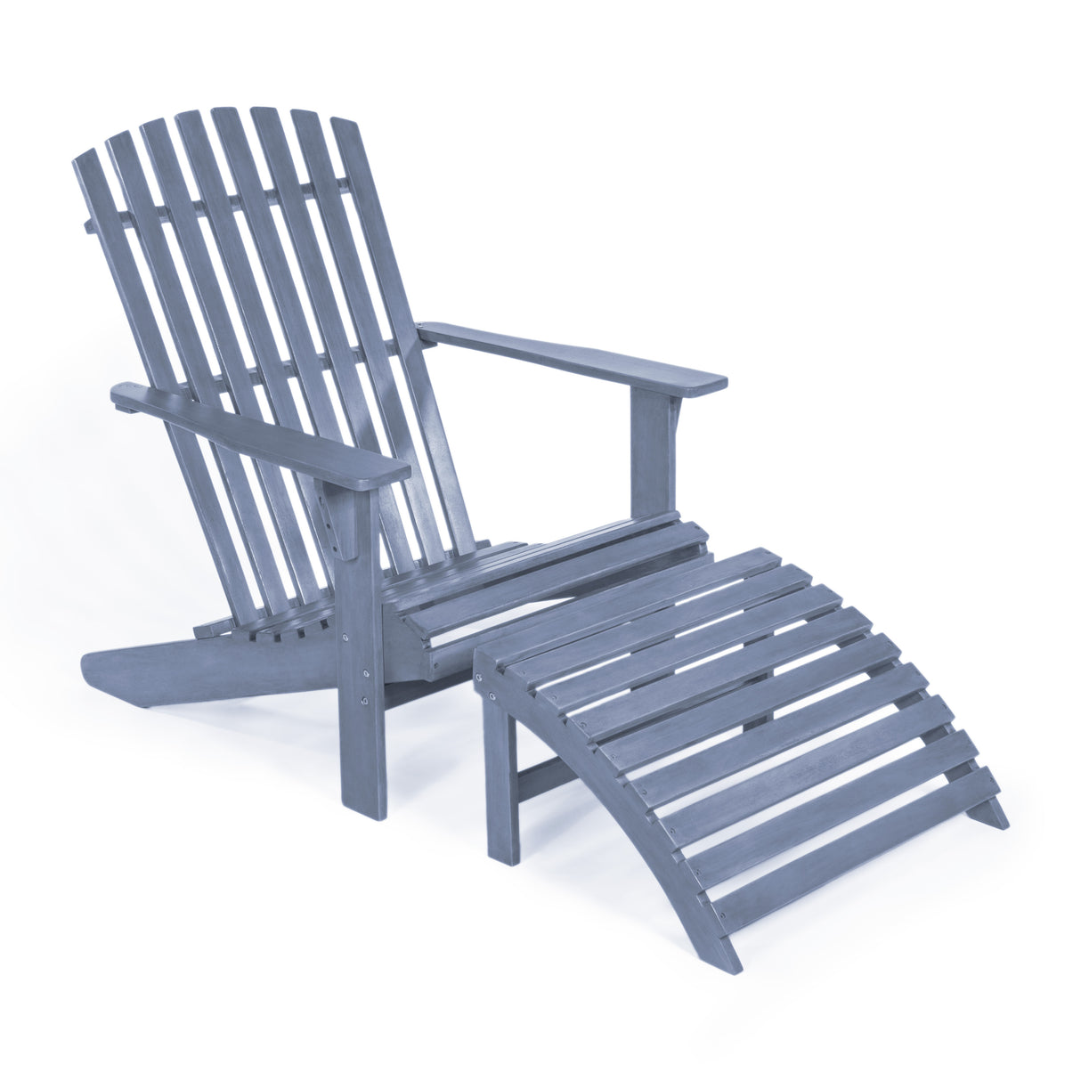 2-piece rustic acacia wood adirondack chair with detachable ottoman- 5 colors available