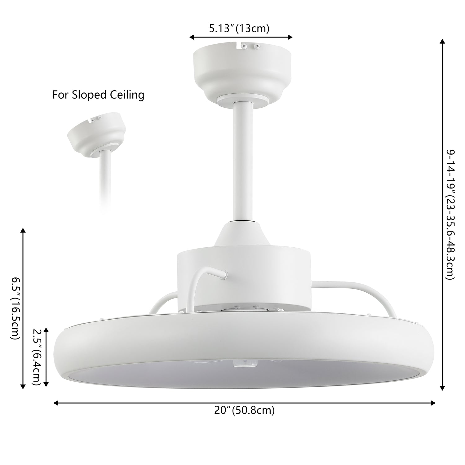 Loren 20" Modern 6-Speed Metal Dimmable Smart LED Ceiling Fan w/ App & Remote
