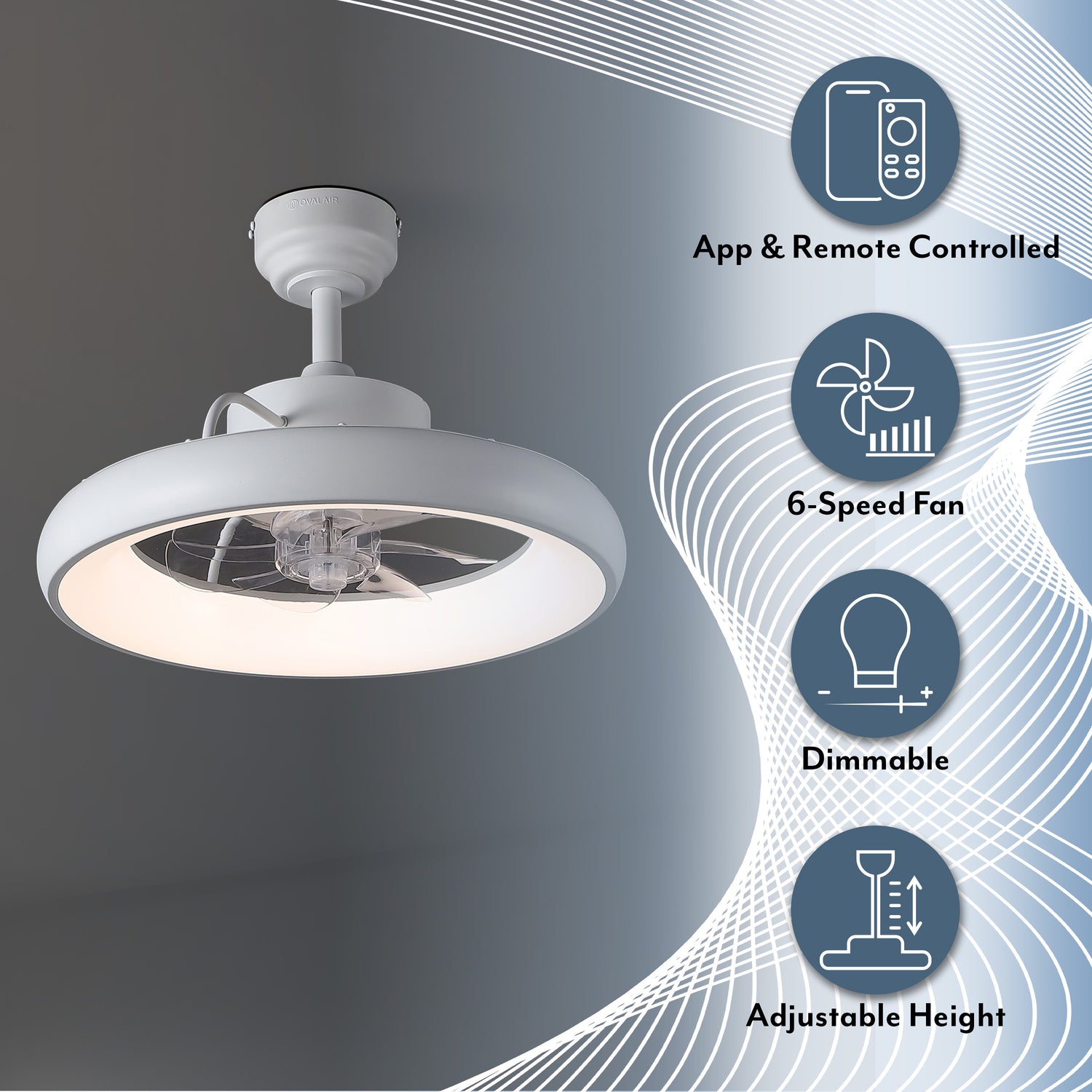 Loren 20" Modern 6-Speed Metal Dimmable Smart LED Ceiling Fan w/ App & Remote