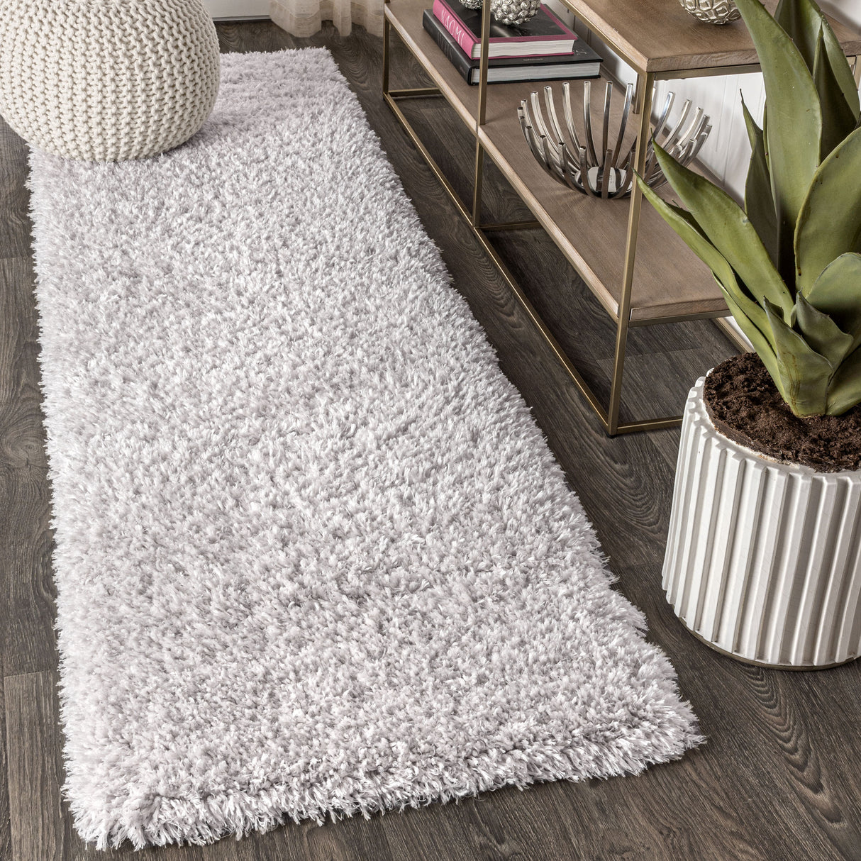 Aydin Solid Plush Shag Runner Rug