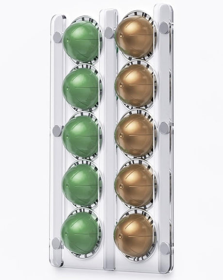 Magnetic-10-Pod-Holder,-Compatible-with-Nespresso-Vertuo-Capsules-Storage-Organizer-Rack-Mount-for-Fridge,-Coffee-Station-(Clear-Acrylic)-