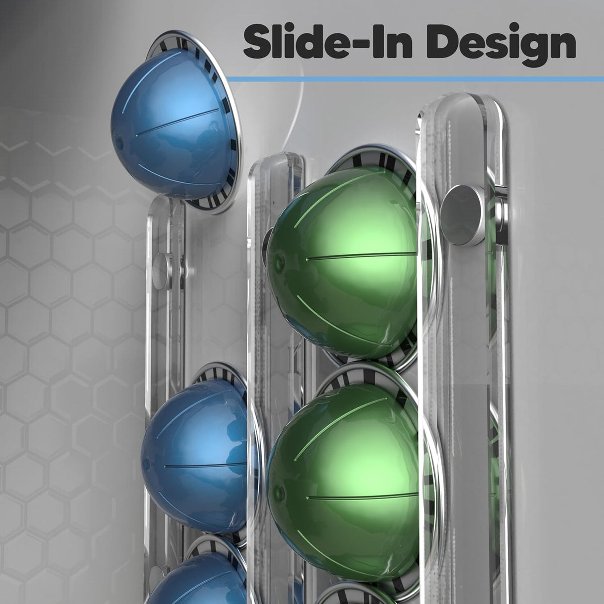 Magnetic 10 Pod Holder, Compatible with Nespresso Vertuo Capsules - Storage Organizer Rack Mount for Fridge, Coffee Station (Clear Acrylic)