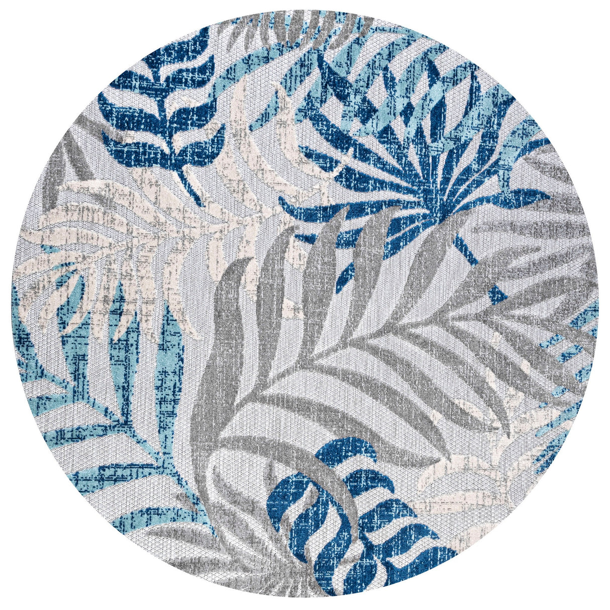 Tropics Palm Leaves Round Indoor/Outdoor Area Rug