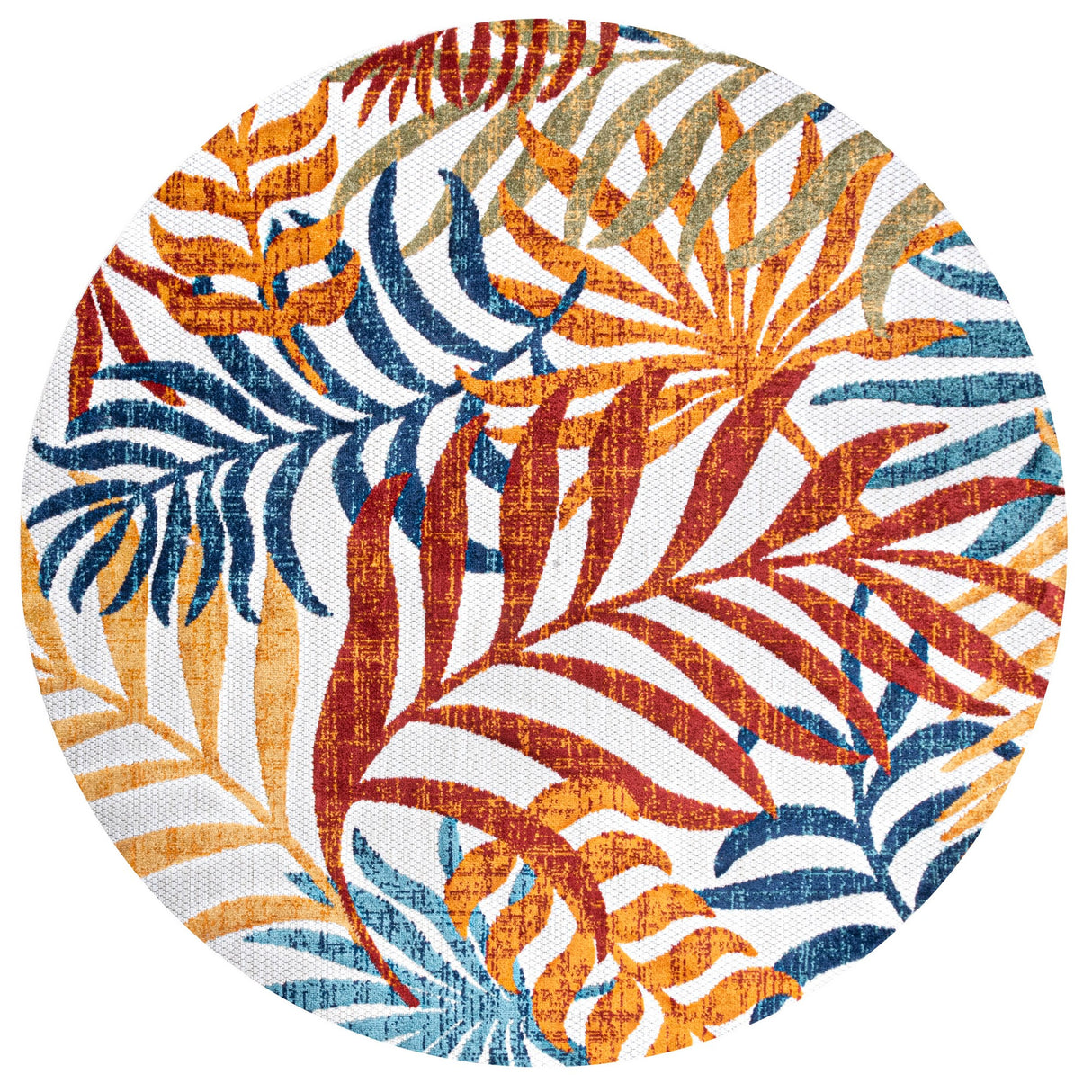 Tropics Palm Leaves Round Indoor/Outdoor Area Rug