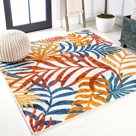 Tropics-Palm-Leaves-Square-Indoor/Outdoor-Area-Rug-Area-Rugs