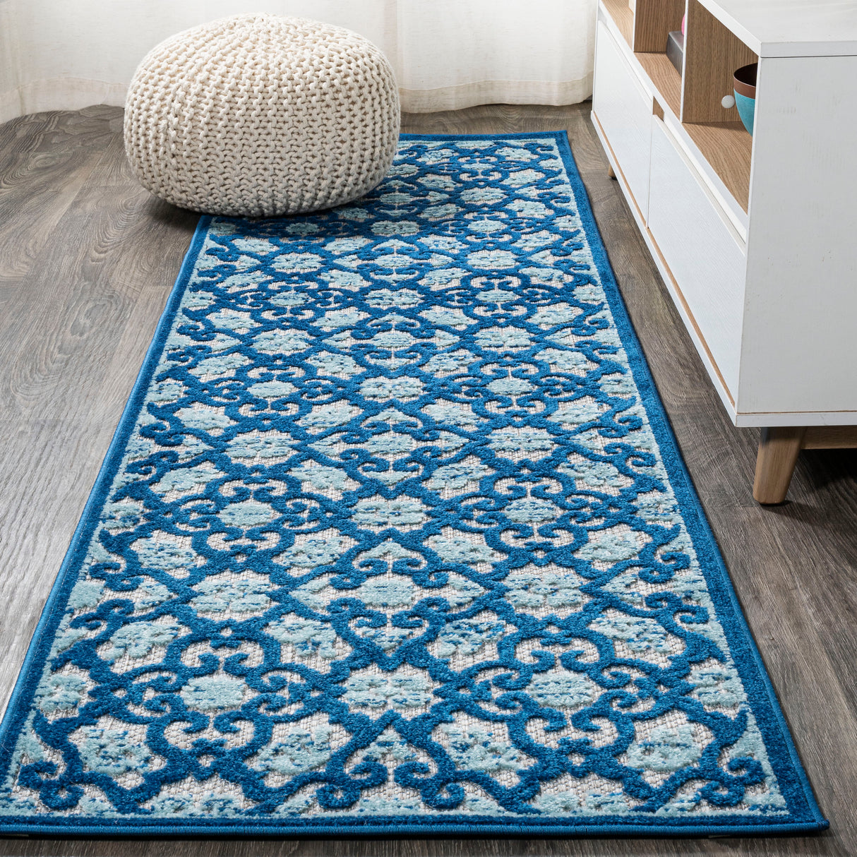 Gallia Tile Trellis High-Low Light Runner Rug