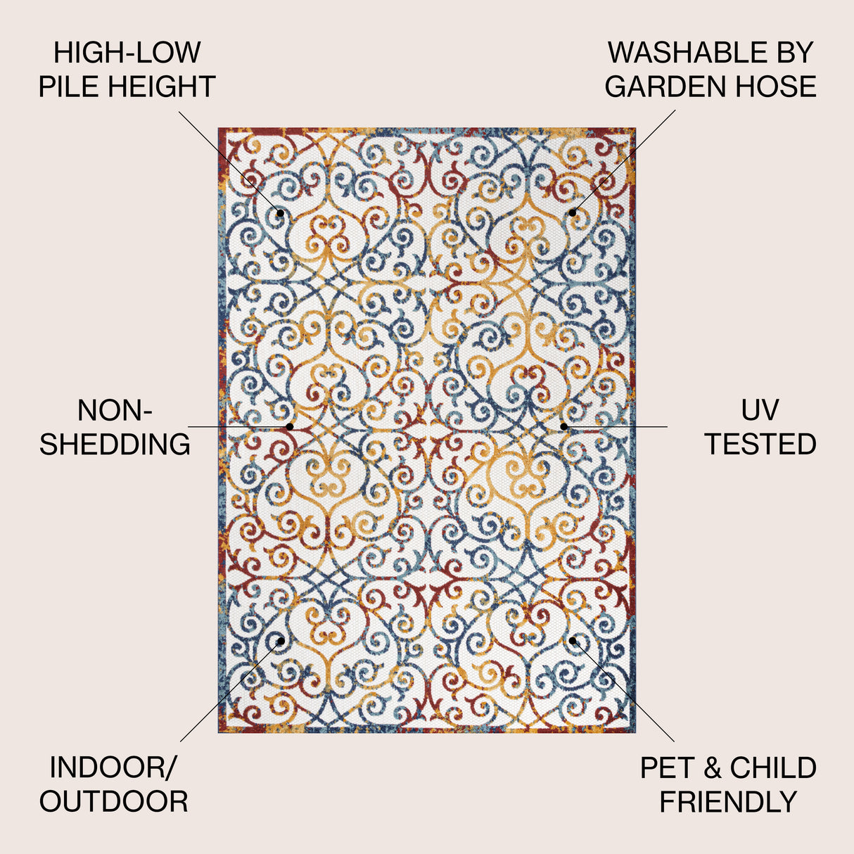 Atrani scroll trellis indoor/outdoor area rug