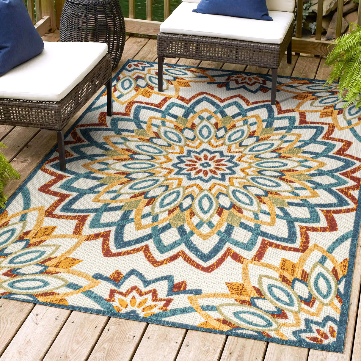 Flora-Abstract-Bold-Mandala-High-Low-Indoor/Outdoor-Area-Rug-Area-Rugs