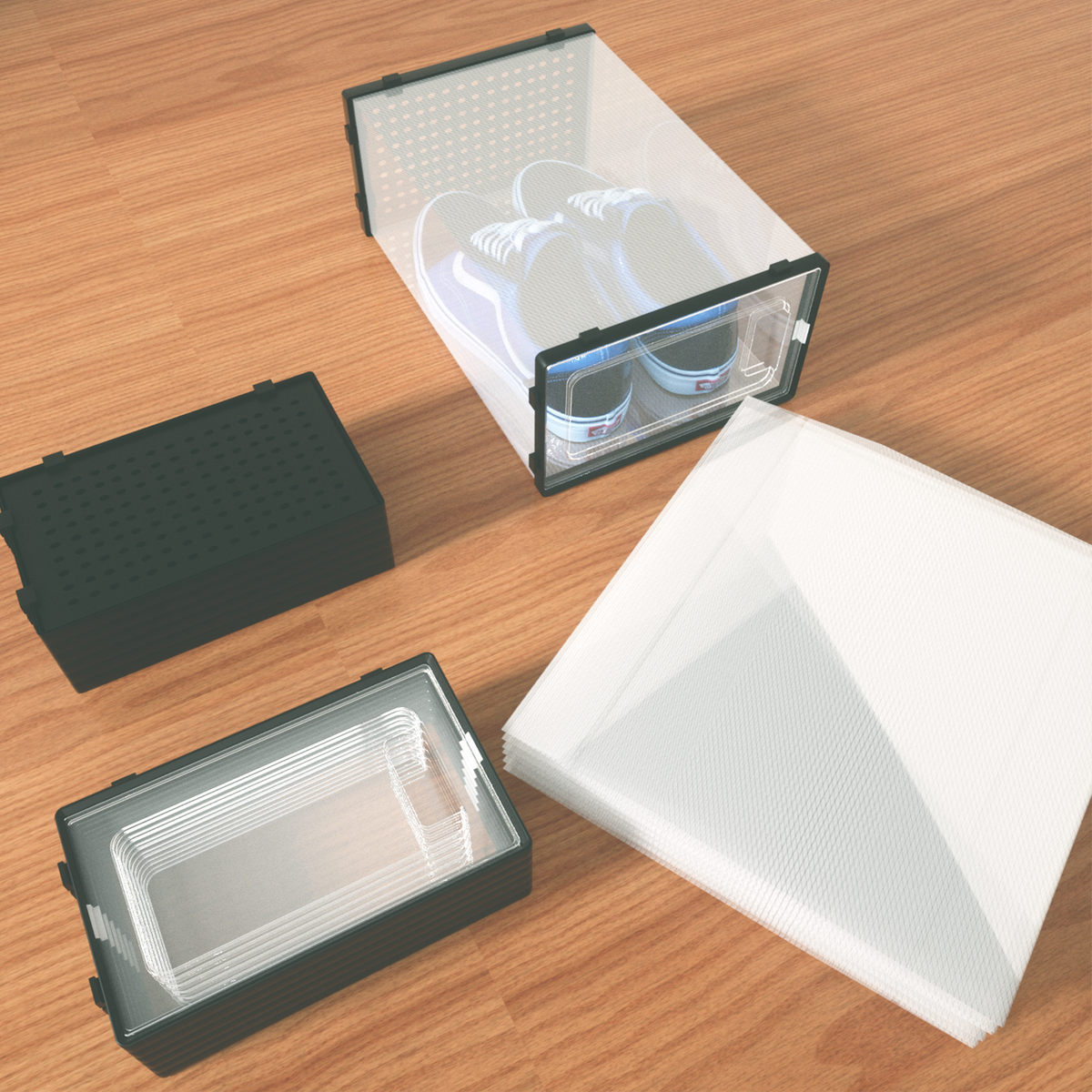 12 Pack of Plastic Stackable Shoe Boxes