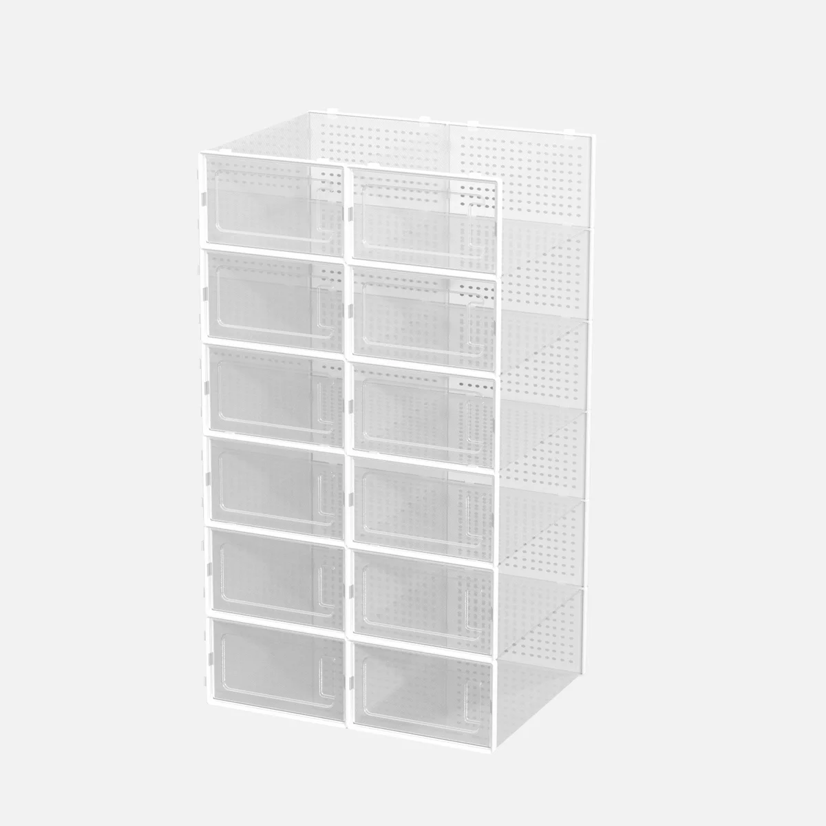 12 Pack of Plastic Stackable Shoe Boxes