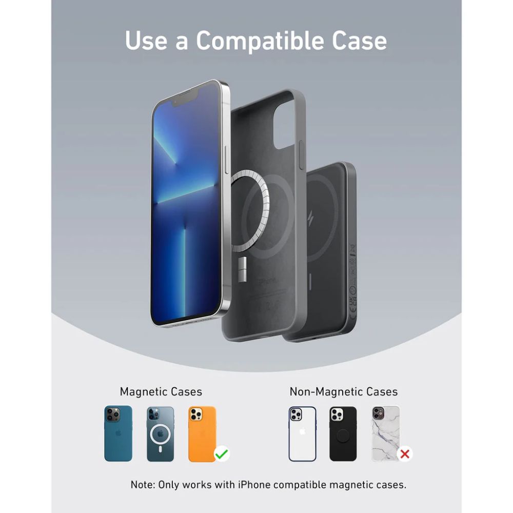 ANKER 621 7.5W (MAG-GO) 5K MAH MAGNETIC WIRELESS BATTERY W/ C-C CABLE (2PK) - BLACK