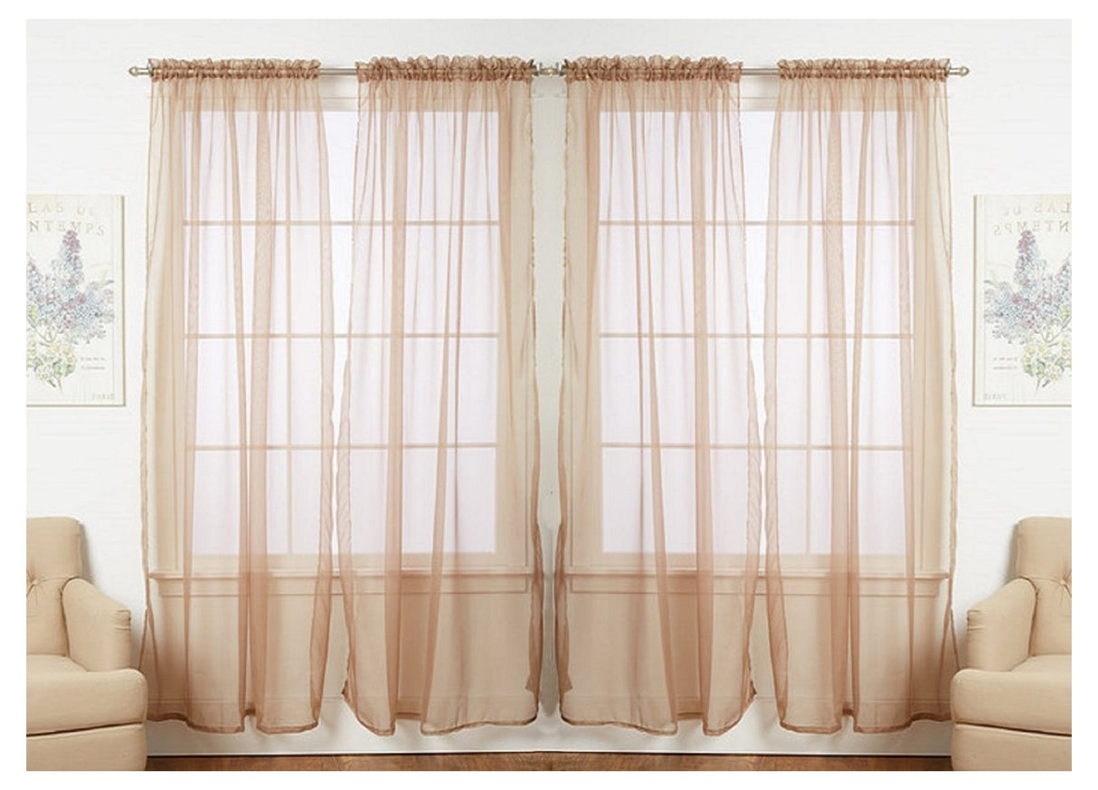 J&V Textiles 4-Pack Value: Solid Sheer Window Curtain Panels