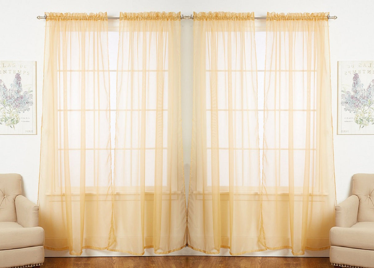 J&V Textiles 4-Pack Value: Solid Sheer Window Curtain Panels
