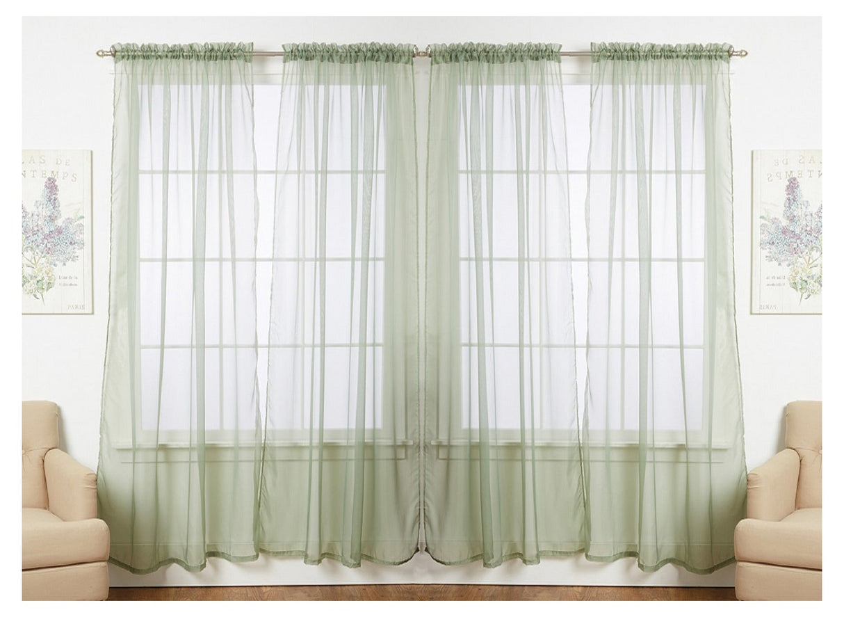 J&V Textiles 4-Pack Value: Solid Sheer Window Curtain Panels