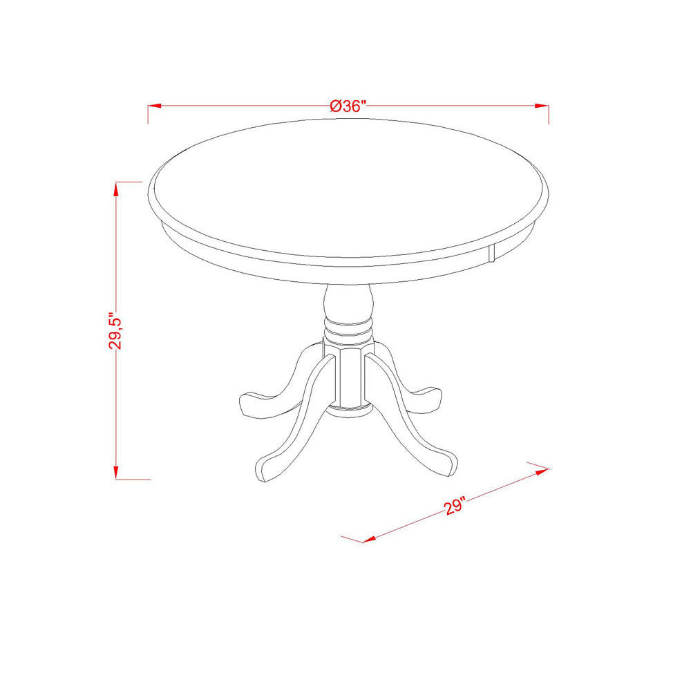 EAST WEST FURNITURE - AMVA5-BLK-W - 5-Piece Kitchen Dining Set- 4 Dining Chair and Modern Round Dining Table - Wooden Seat and Slatted Chair Back (Black Finish)