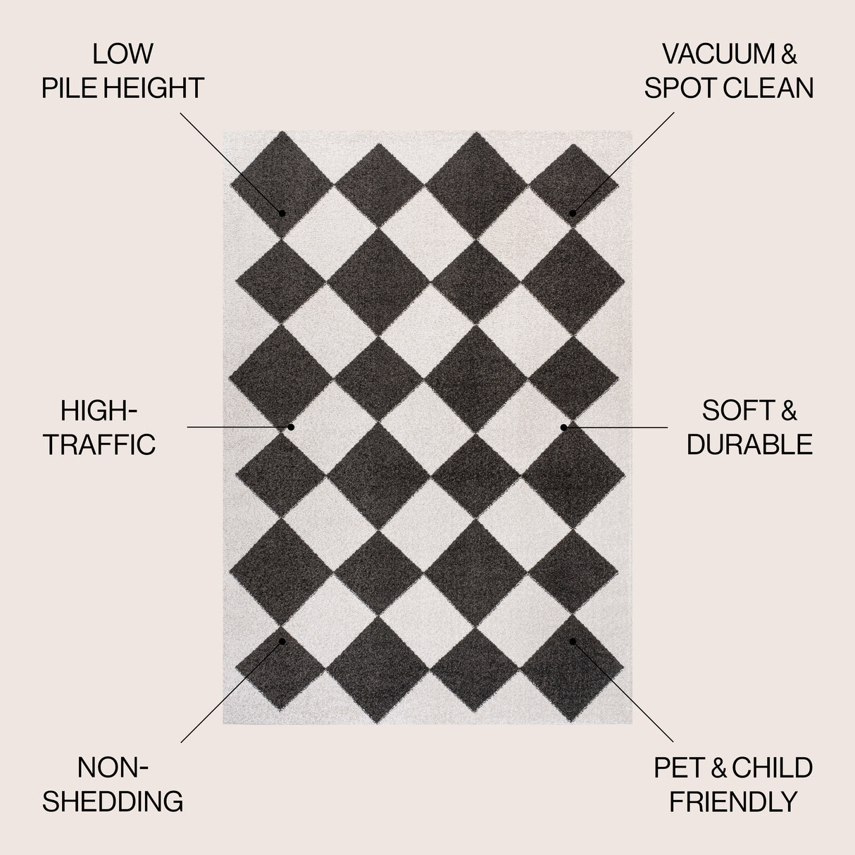 Draper Classic Geometric Diamond Pattern Area Rug