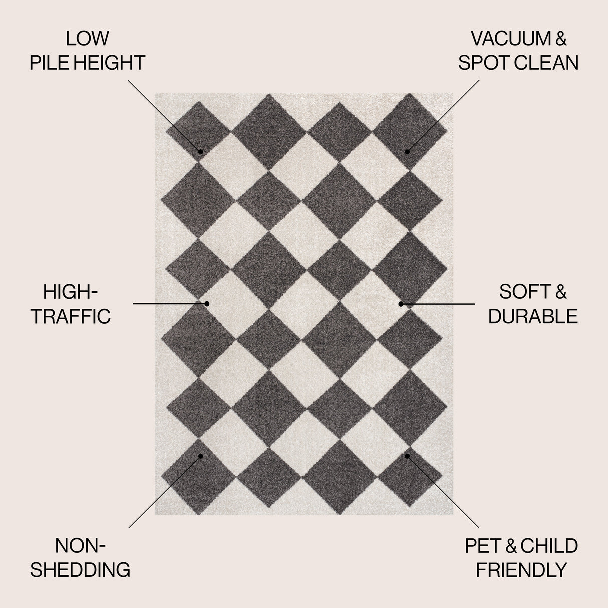 Draper Classic Geometric Diamond Pattern Area Rug