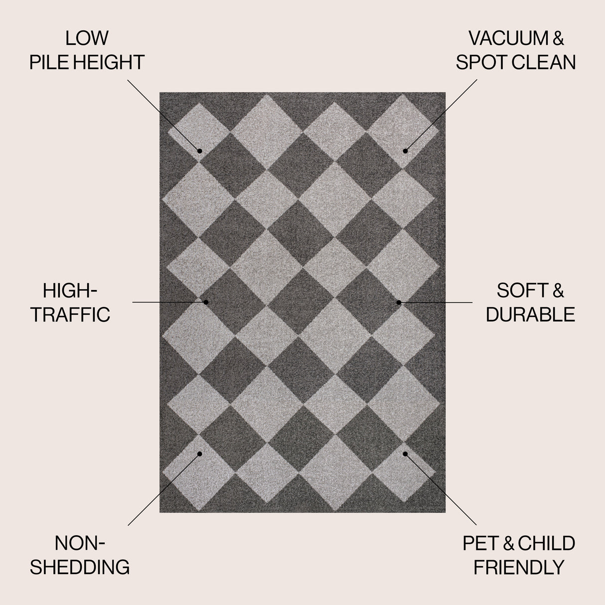 Draper Classic Geometric Diamond Pattern Area Rug