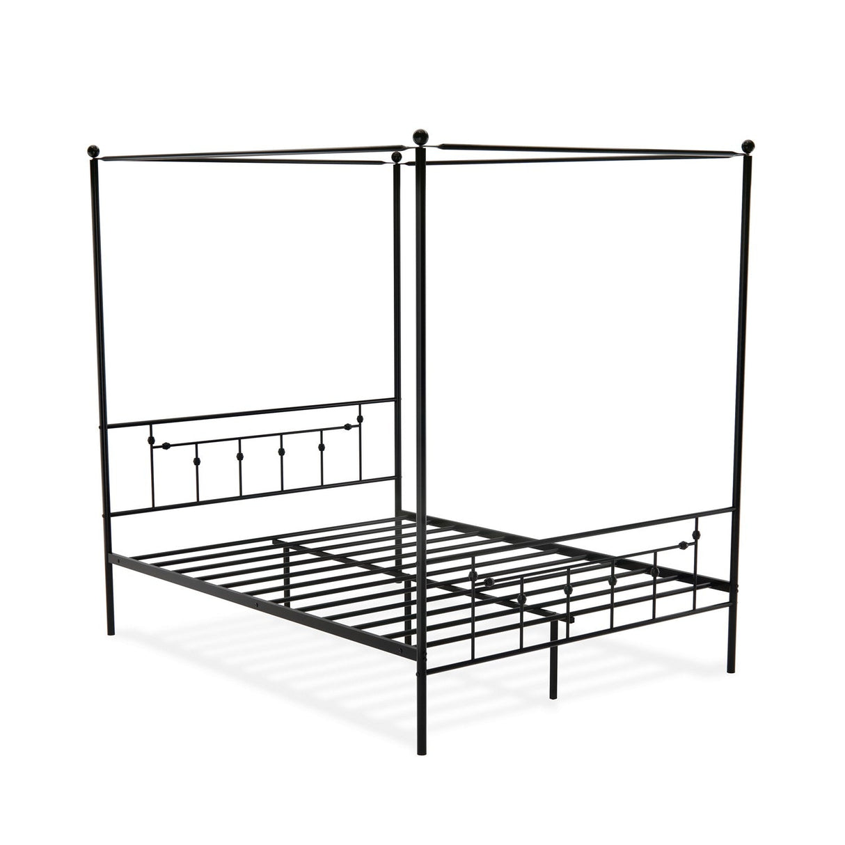 EAST WEST FURNITURE - ATQCBLK - Anniston Canopy Bed with Deluxe Style Headboard and Footboard - Luxurious Metal Frame in Powder Coating Black