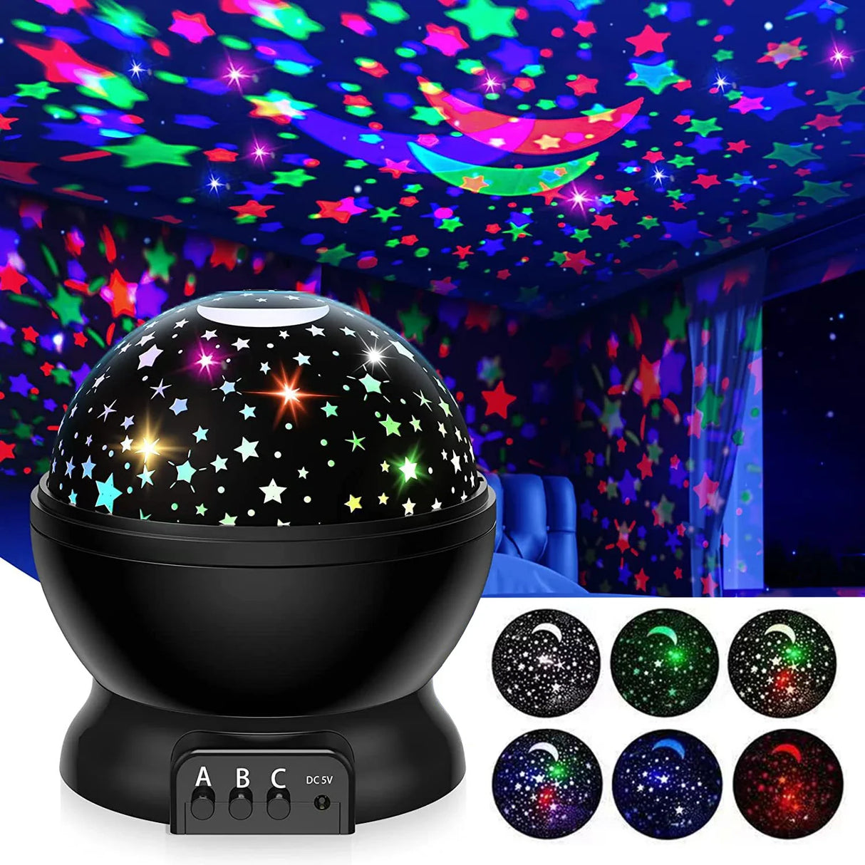 360° Rotating Galaxy Projector – LED Nebula Star Night Light for Kids Room