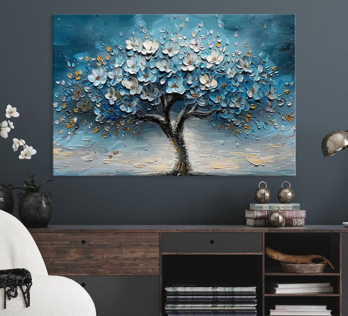 Abstract Blooming Tree Wall Art Canvas Print – Floral Modern