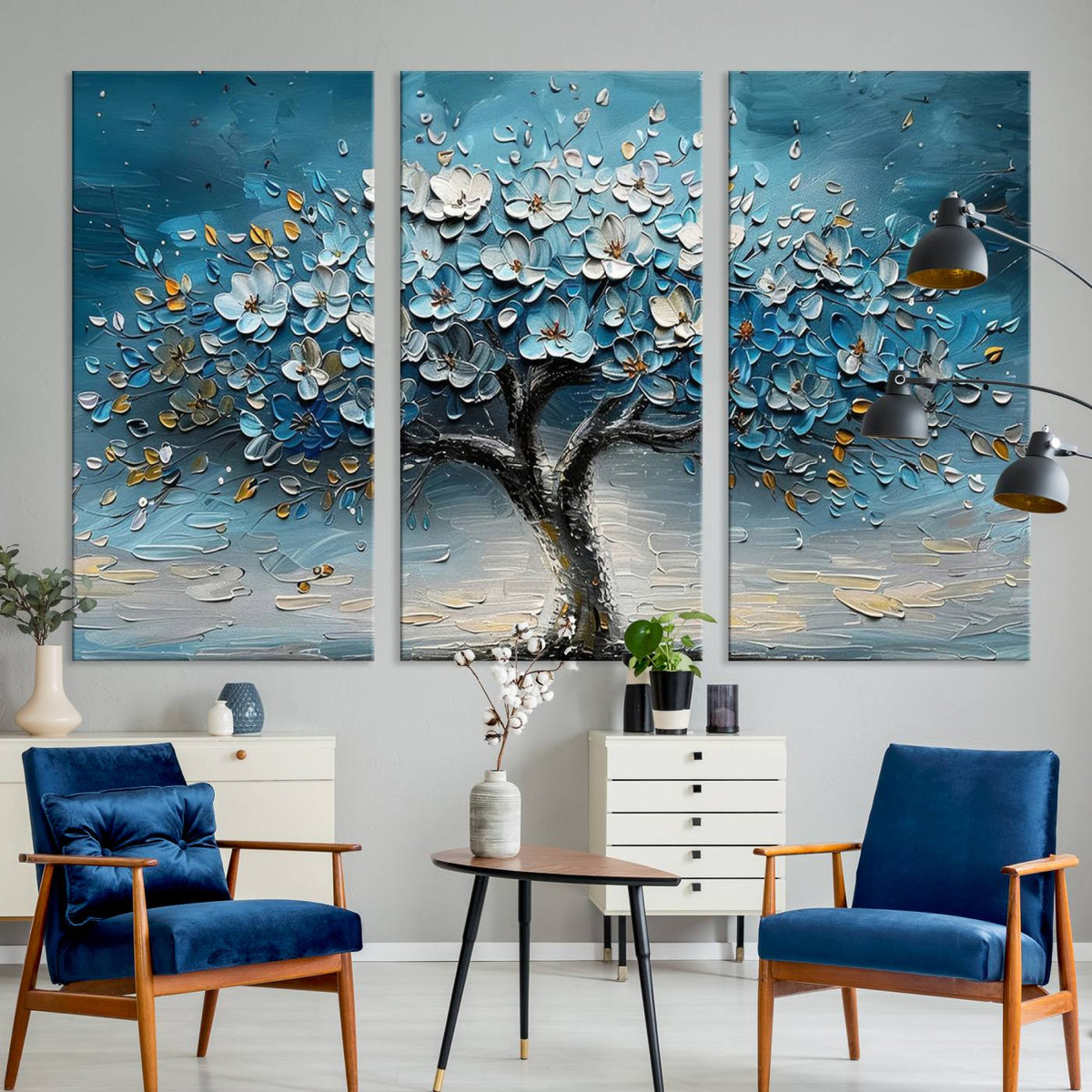 Abstract Blooming Tree Wall Art Canvas Print – Floral Modern