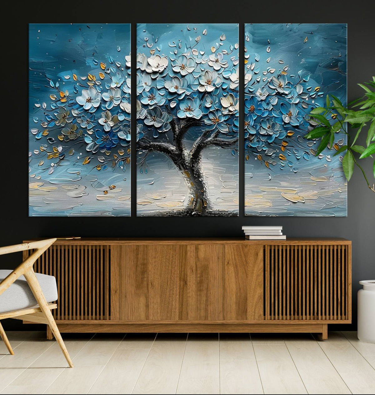 Abstract Blooming Tree Wall Art Canvas Print – Floral Modern