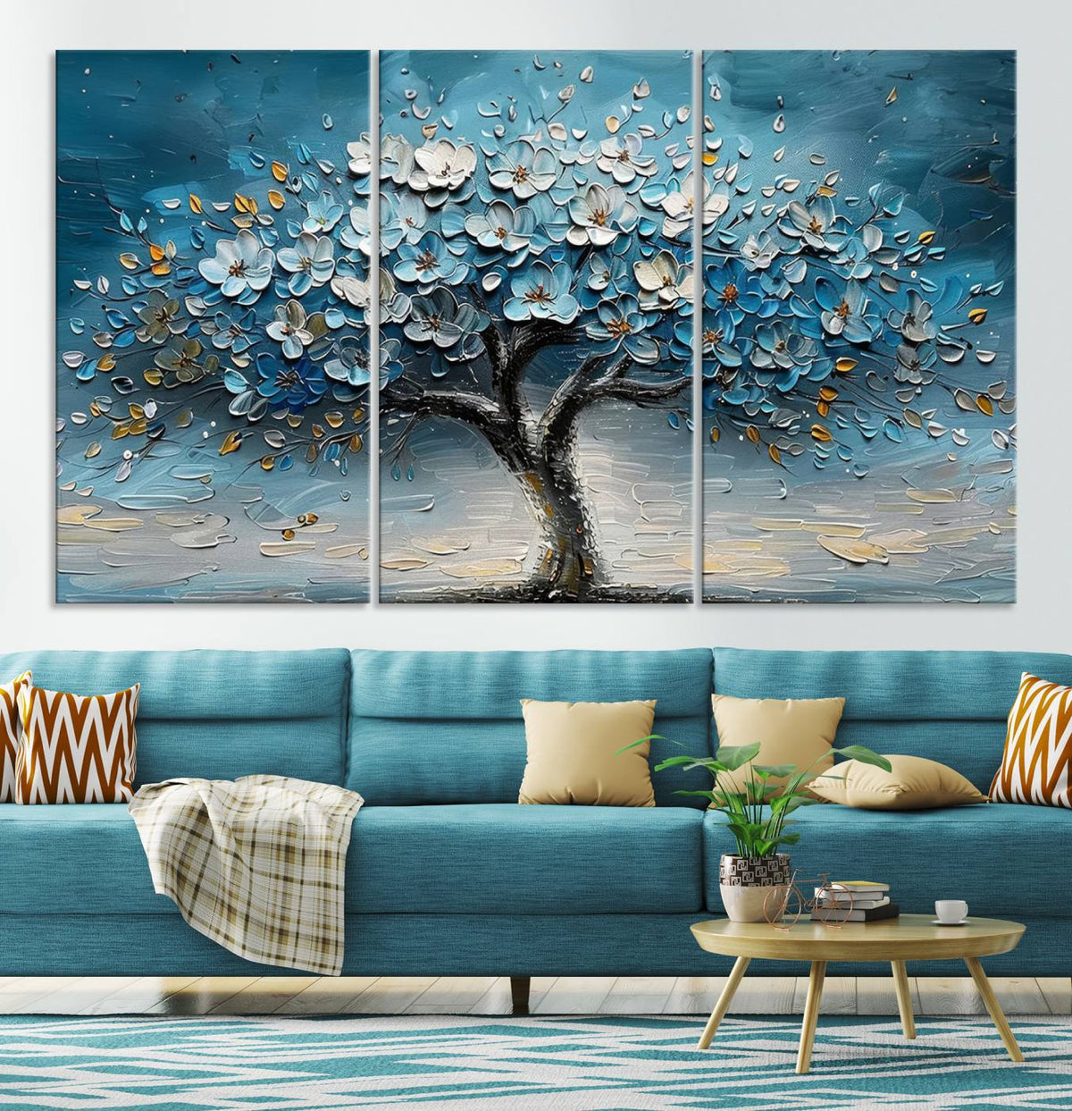 Abstract Blooming Tree Wall Art Canvas Print – Floral Modern