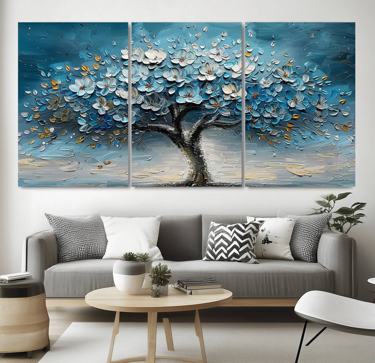 Abstract Blooming Tree Wall Art Canvas Print – Floral Modern