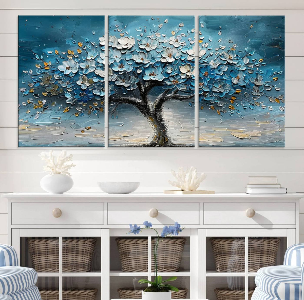 Abstract Blooming Tree Wall Art Canvas Print – Floral Modern