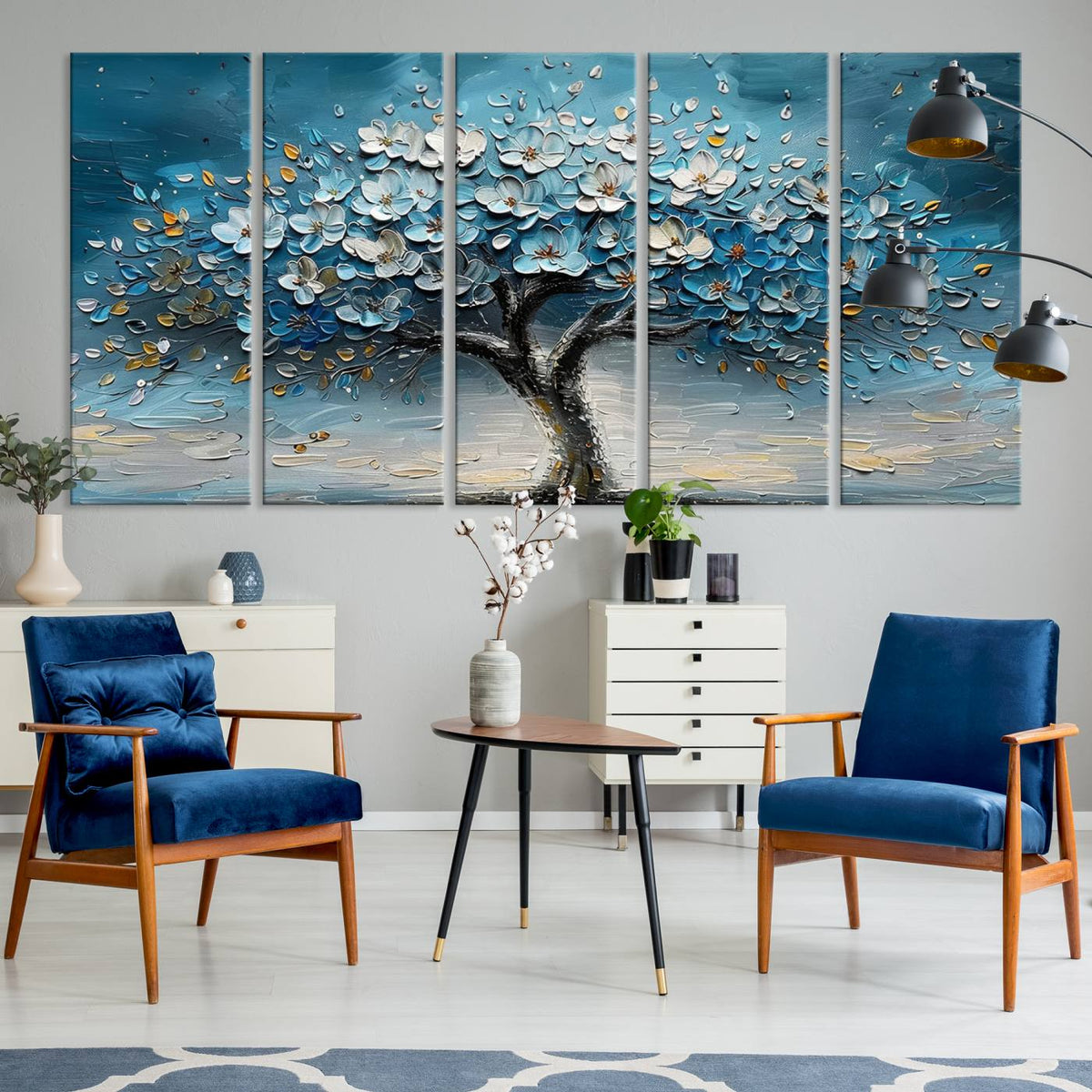 Abstract Blooming Tree Wall Art Canvas Print – Floral Modern