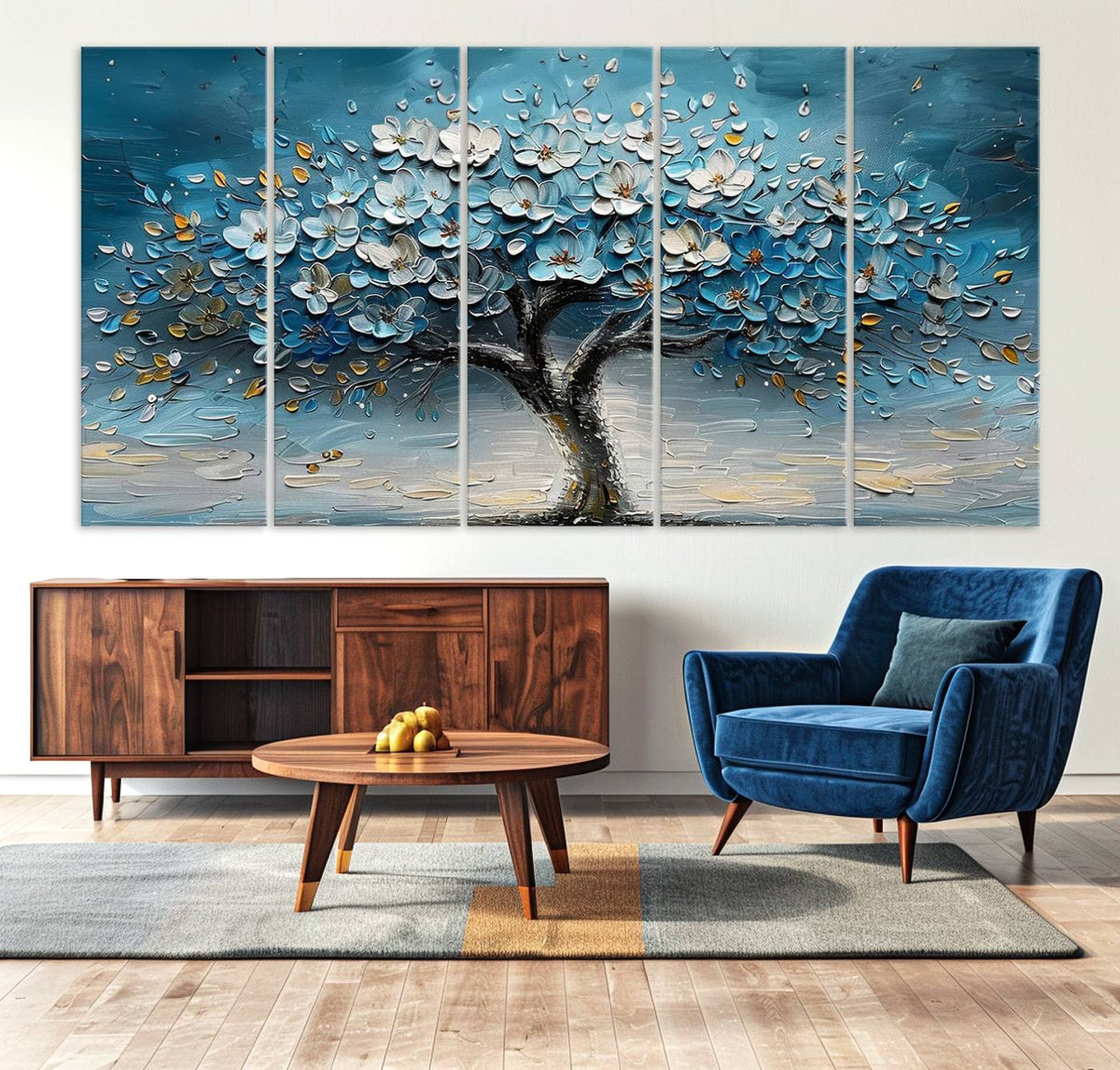 Abstract Blooming Tree Wall Art Canvas Print – Floral Modern