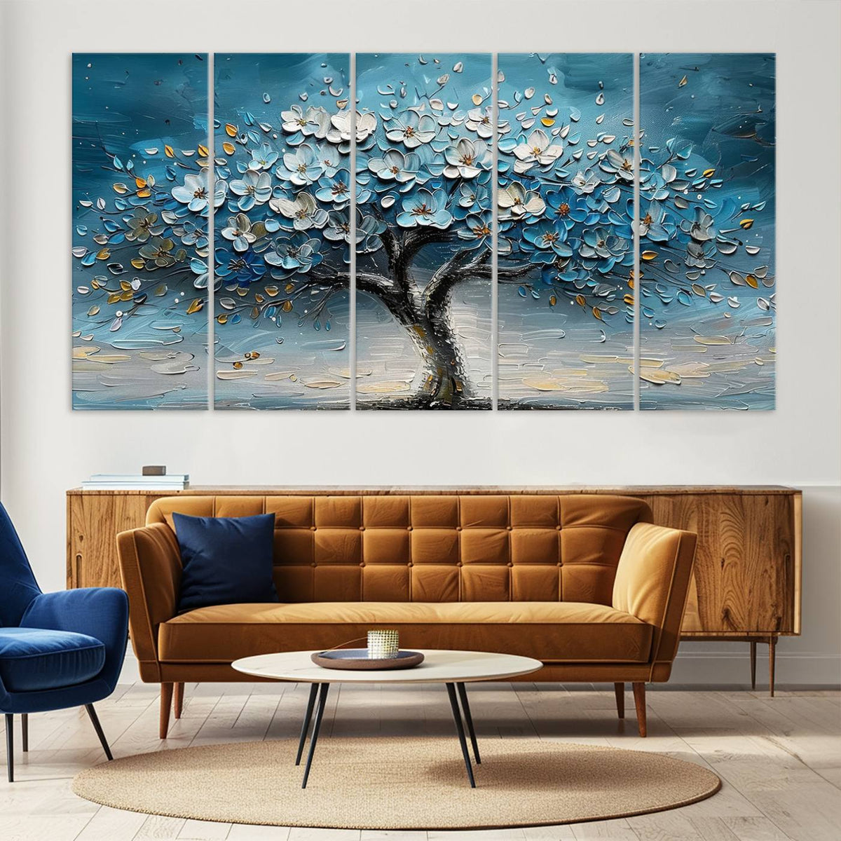 Abstract Blooming Tree Wall Art Canvas Print – Floral Modern
