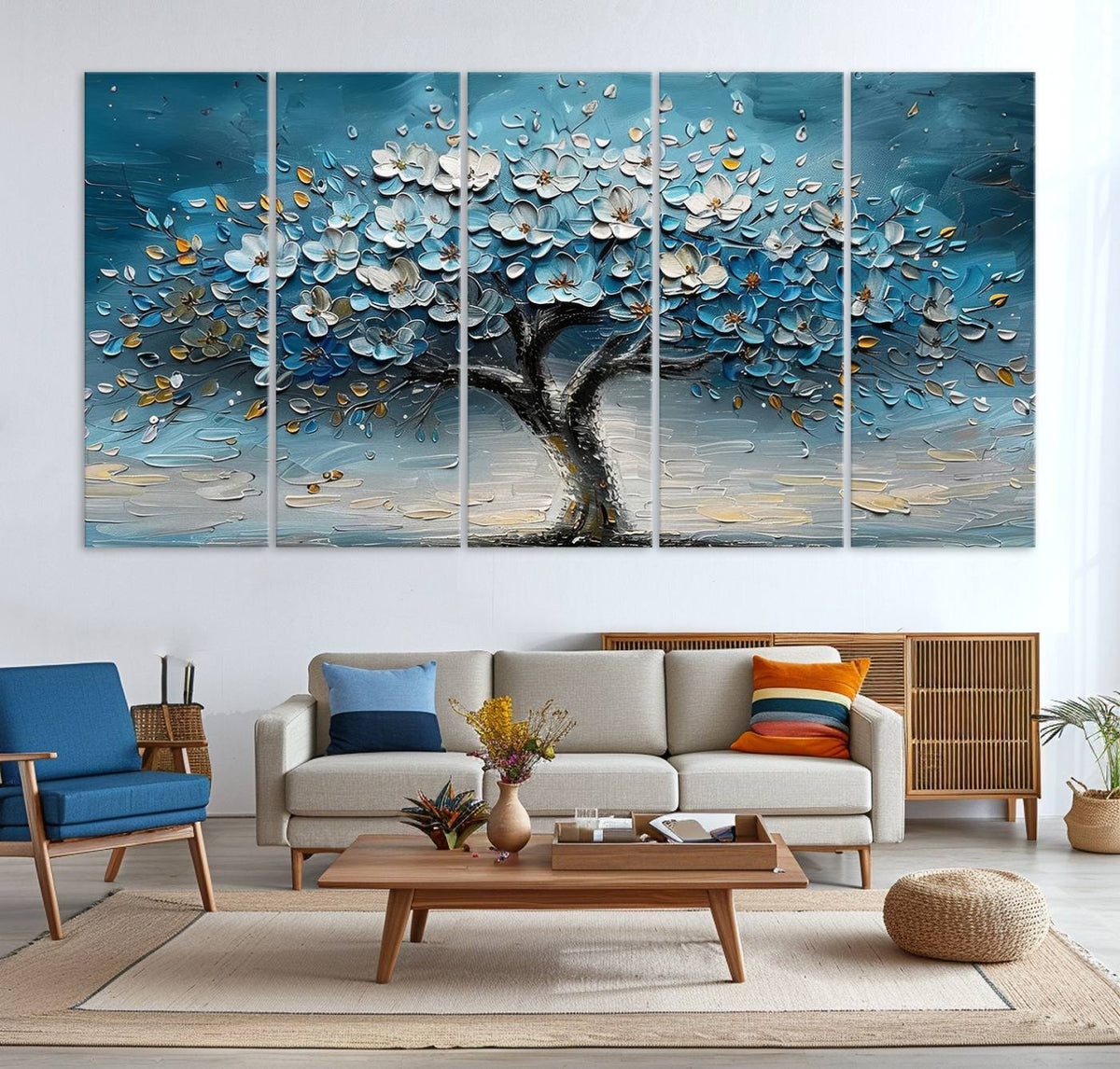 Abstract Blooming Tree Wall Art Canvas Print – Floral Modern