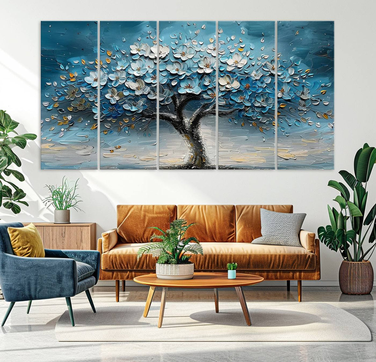 Abstract Blooming Tree Wall Art Canvas Print – Floral Modern