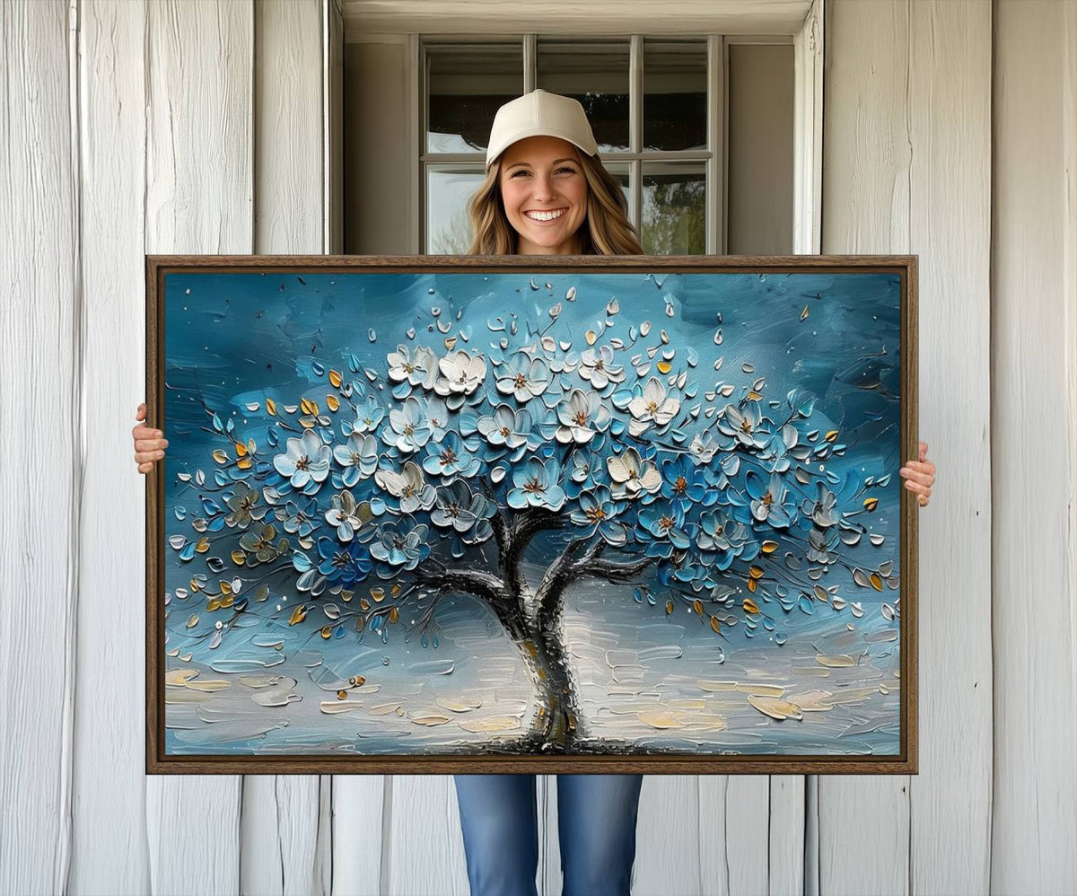 Abstract Blooming Tree Wall Art Canvas Print – Floral Modern