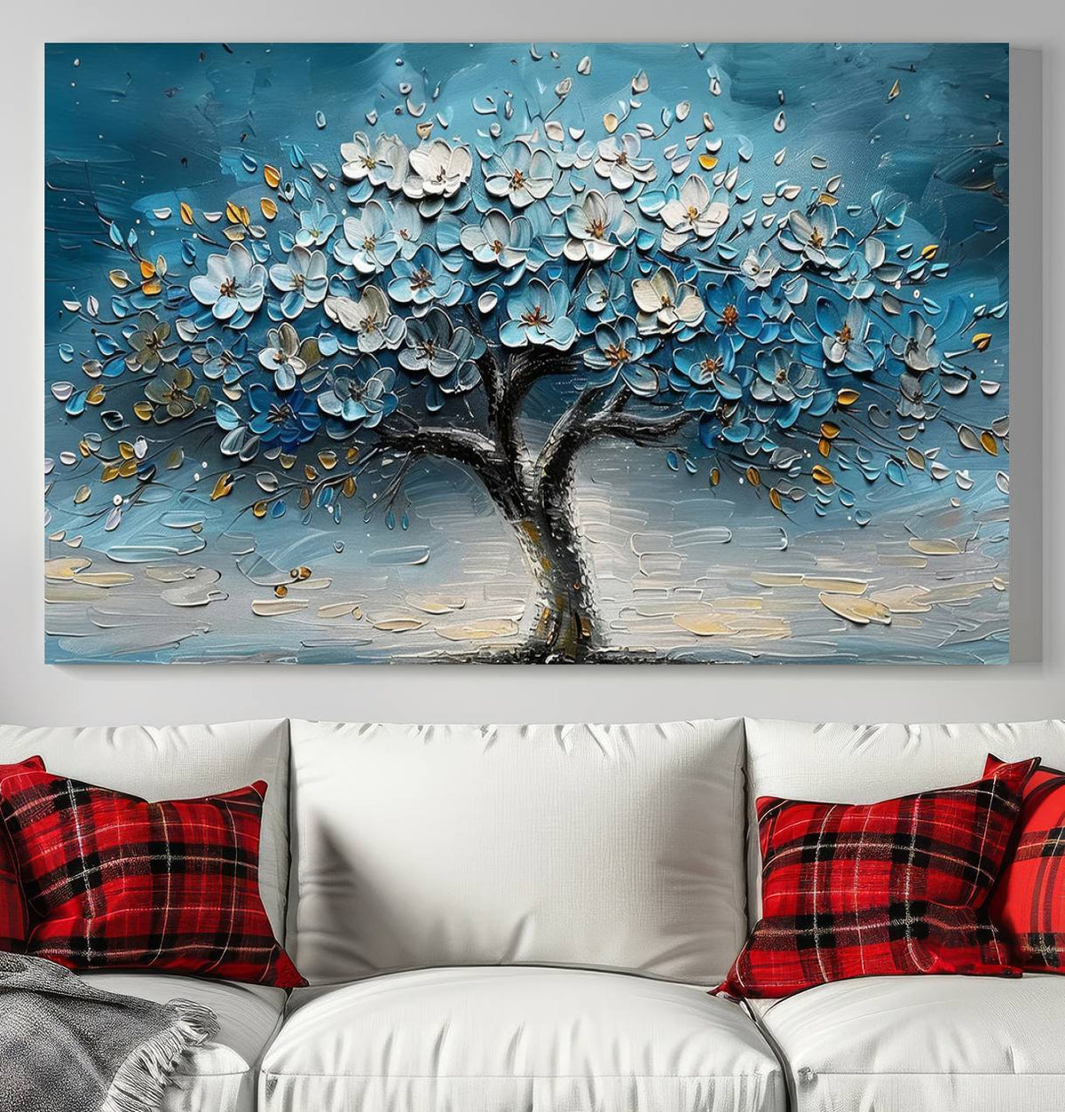 Abstract Blooming Tree Wall Art Canvas Print – Floral Modern