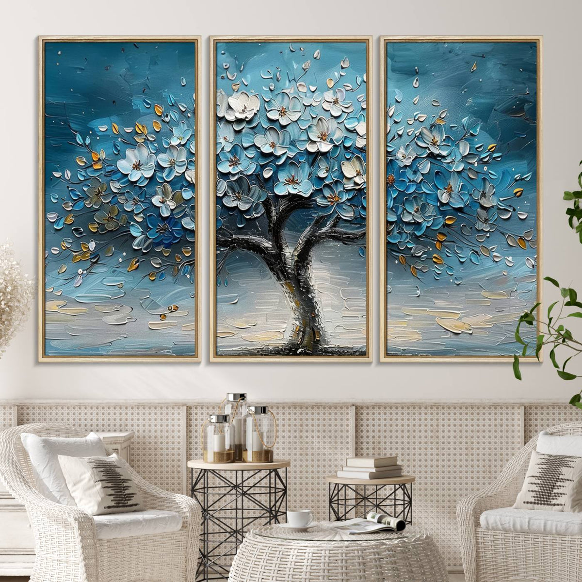 Abstract Blooming Tree Wall Art Canvas Print – Floral Modern